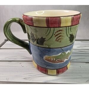Bella Ceramica Timberline  Mug 8 1/2" Fish V. NICE Outdoors Cabin. Gift